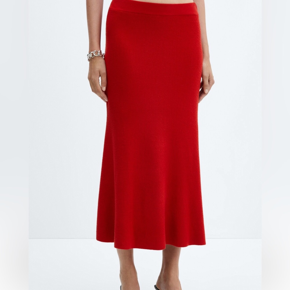 Mango Ribbed Midi Skirt